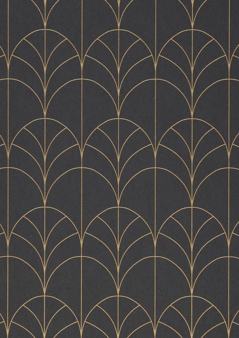 Rooms with dark colours convey a feeling of comfortable elegance and can provide some very exotic nuances. Glamorous exoticism is just one of the characteristics of this design wallpaper in the Art Deco style. The chocolaty slate grey background emphasises the shimmering yellow golden pattern. Wallpaper Art Deco, Deco Wallpaper, Motif Art Deco, Painter And Decorator, Golden Pattern, Art Deco Patterns, Art Deco Wallpaper, Art Deco Pattern, Art Deco Stil