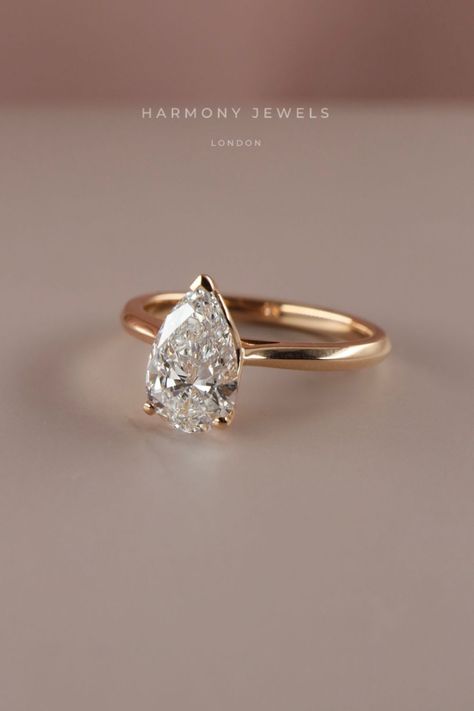 Teardrop Rose Gold Engagement Ring, Rose Gold Rain Drop Engagement Ring, Rose Gold Pear Diamond Engagement Ring, Rain Drop Engagement Ring, Pear Shape Gold Engagement Ring, Pear Shaped Solitaire Engagement Ring, Gold Teardrop Engagement Ring, Rose Gold Pear Engagement Ring, Unique Pear Engagement Ring