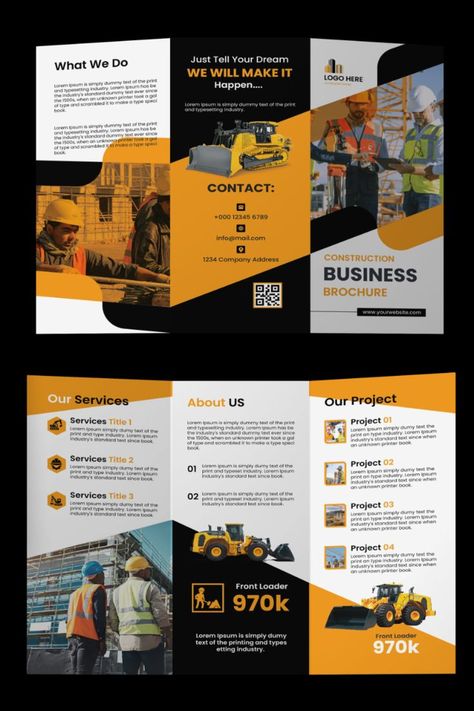 Customer Service Week Poster Design, Broucher Design Creative Ideas, Brochure Design Creative Graphics, Broucher Ideas Design, Construction Brochure Design, Product Brochure Design, Construction Brochure, Desain Ux, Ux Design Principles