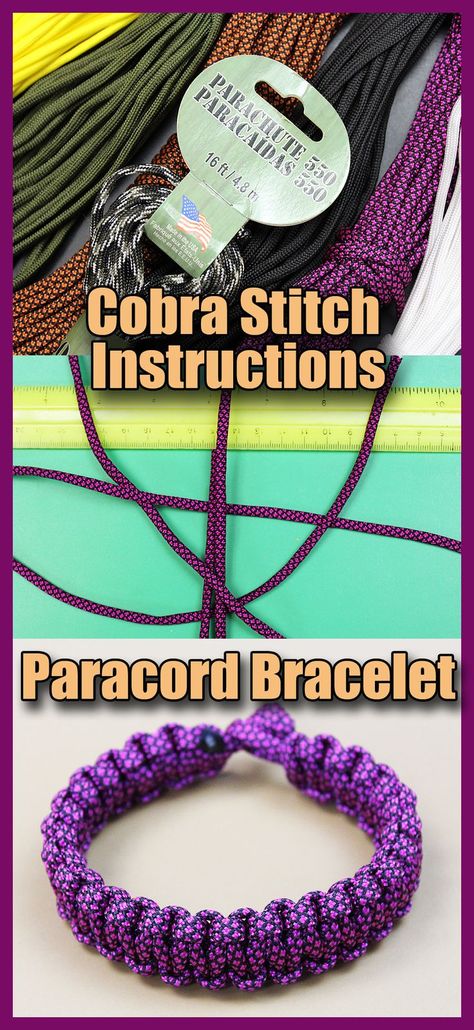 Easy Paracord Bracelet Instructions. Cobra Stitch Instructions. | Paracord bracelet instructions, Paracord bracelet patterns, Paracord bracelets Parachute Cord Crafts, Parachute Cord Bracelets, Paracord Bracelet Instructions, Cord Bracelet Diy, Leather Jewelry Bracelet, Bracelet Instructions, Paracord Projects Diy, Paracord Bracelet Patterns, Paracord Bracelet Tutorial