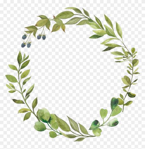 Circle Leaves Border, Picture Borders, Botanical Wreath, Wreath Frames, Framed Leaves, Circle Borders, Leaves Wreath, Wreath Clipart, Green Circle