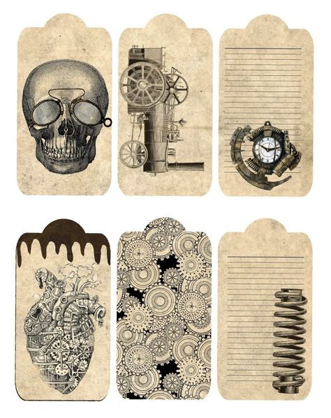 Steampunk Ephemera Free Printables, Free Steampunk Printables, Steampunk Journal Pages, Free Printable Junk Journal Kits, Dark Academia Journal Aesthetic, Steampunk Art Illustration, Steampunk Paper Dolls, Steampunk Ephemera, Filofax Printables