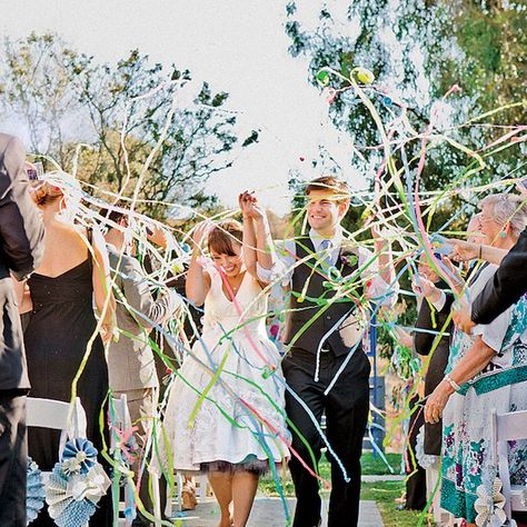 Save this for 18 things to throw at your wedding instead of rice. Party Streamer, Wedding Aisles, Wedding Photo Checklist, Wedding Exit, Wedding Ceremony Ideas, Tafel Decor, Wedding Send Off, Wedding Exits, Boda Mexicana