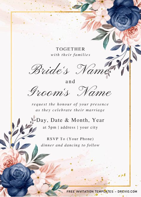 Blue Rose Invitation Templates – Editable With MS Word | Download Hundreds FREE PRINTABLE Birthday Invitation Templates Free Printable Wedding Invitation Templates, Free Printable Wedding Invitations, Digital Wedding Invitations Templates, Free Wedding Invitation Templates, Digital Invitations Wedding, Free Wedding Invitations, Free Printable Birthday Invitations, Marriage Invitations, Free Wedding Printables