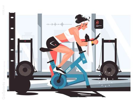 Cycling Illustration, Stationary Bicycle, Vector Illustration Character, Indoor Sports, Indoor Cycling, Cycling Art, Learning Design, Cycling Workout, Crafts Beautiful