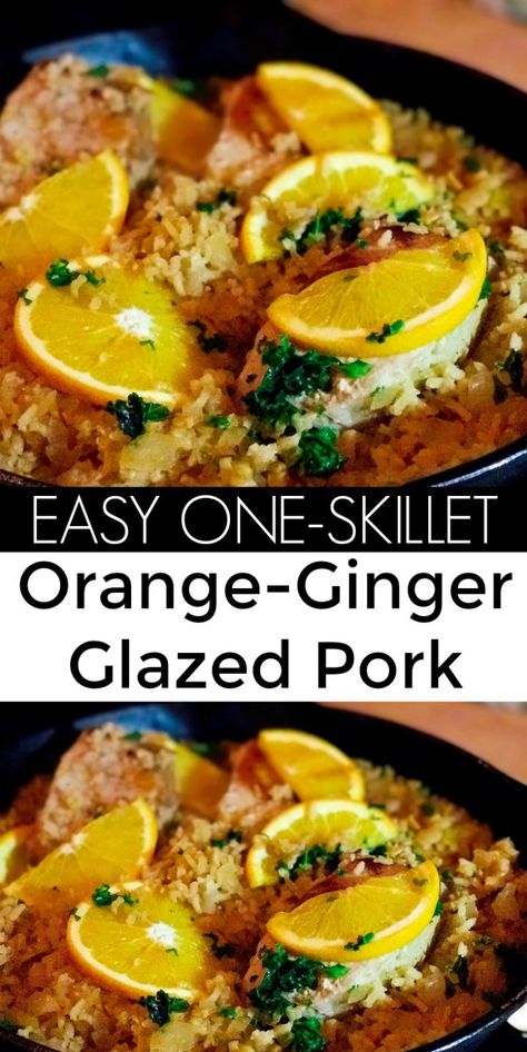 Classic One-Skillet Orange and Ginger Glazed Pork Chops with Kale | 31Daily.com Recipe Pork Chops, Orange Pork, 31 Daily, Healthy Hacks, Ginger Pork, Recipe Pork, Glazed Pork Chops, Pork Chop Recipes Baked, Pork Chop Dinner