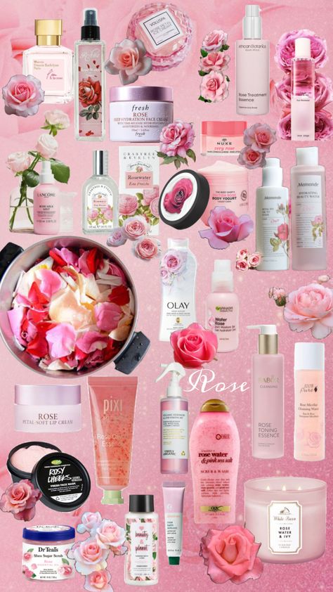 Rose Cosmetics 🌹 #roses #cosmetics #skincare #skincareproducts Rose Products, Rose Scented Shower Routine, Best Rose Perfume, Roses Perfume, Rose Hygiene Products, Rose Skin Care, Rose Perfume Aesthetic, How To Smell Like Roses, Rose Smell