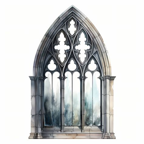 Gothic Arch Window, Gothic Cathedral Window, Gothic Windows Drawing, Gothic Windows Tattoo, Fancy Window, Ornate Window, Unique Windows, Gothic Clipart, Window Clipart