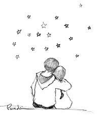 Cute starry couple Tumblr Drawings Easy, Easy People Drawings, Relationship Drawings, Easy Pencil Drawings, Tumblr Drawings, Sketches Of Love, Couple Drawing, Couple Sketch, Easy Love Drawings