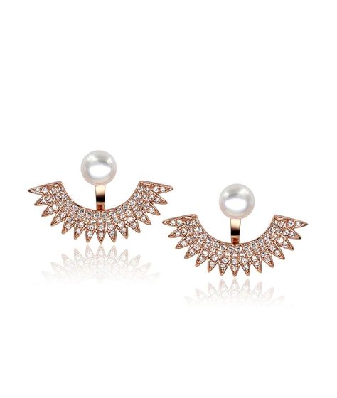 Front Back Micropave Jacket Plated Earrings Earrings Platinum, Earrings 2023, Jacket Earrings, Womens Earrings, Earring Jackets, Pearl Studs, Micro Pave, Rose Gold Plates, Women's Earrings