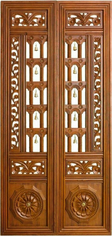 P00ja ro om Door Design Entrance, Pooja Room Door, Pooja Door Design, Wooden Door Entrance, Traditional Front Doors, Wooden Main Door Design, Double Door Design, Double Front Doors, Pooja Room Door Design