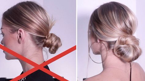 Big Low Bun Tutorial, Low Lose Bun, Easy Low Chignon, Volume Low Bun, Low Bun For Layered Hair, Low Bun For Thinning Hair, Easy Low Bun For Fine Hair, Low Hair Buns For Medium Hair, How To Do A Low Bun With Medium Hair