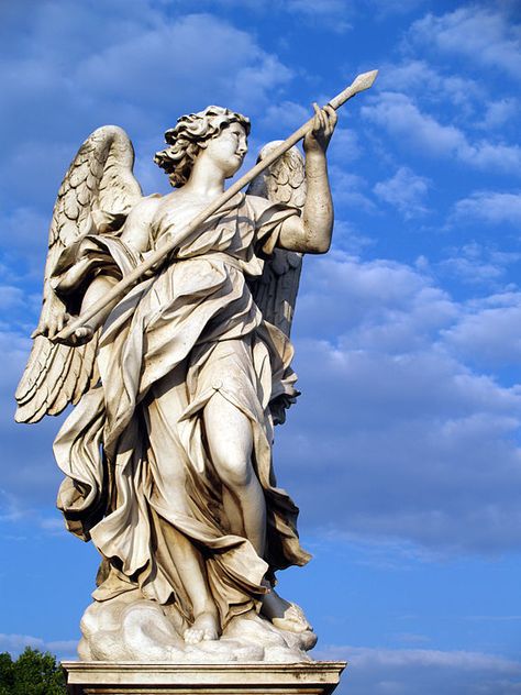 The Powerful Meaning of Rome's Beautiful "Bridge of Angels" Most People Miss | Bernini Sculpture, Tattoo Christian, Baroque Sculpture, Angel Statues Sculpture, Tattoo Angel, Angel Clouds, Angel Illustration, Statue Tattoo, Baroque Painting