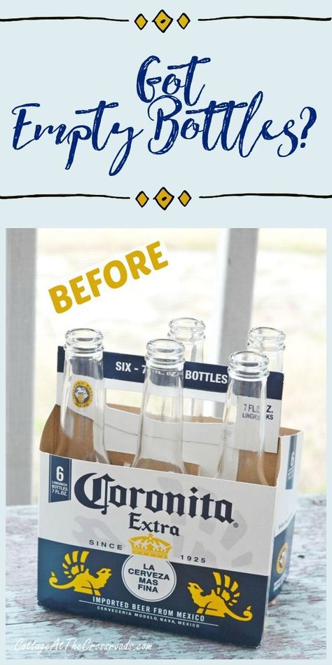 You would not believe what a pretty spring centerpiece you can create by simply painting empty bottles! #diy #spring #crafts #centerpieces Beer Bottle Centerpieces, Christmas Bottles, Simply Painting, Thrifty Style, Bottles Diy, Diy Spring Crafts, Mexican Beer, Butterfly Tea, Bottle Centerpieces