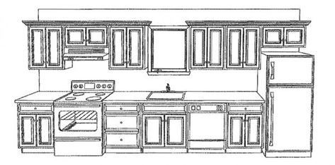 Small Kitchen Layout Single Wall, Kitchen On One Wall Layout, One Wall Kitchen Cabinets Layout, Kitchen Stove Placement Layout, Kitchen Layout Single Wall With Island, 1 Wall Kitchen With Island Layout, Straight Wall Kitchen Layout, Long Single Wall Kitchen, One Wall Kitchen Design With Island