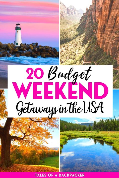 20 Budget Weekend Trips for Couples in the USA - Do you need a weekend away with your other half? Check out these recommendations for the best cheap weekend getaways for couples in the USA - perfect for a romantic weekend away on a budget! | Budget Travel | Couples Travel | Weekend Getaways in the USA | Cheap Weekends Away | Cheap Valentines Getaways in the USA | Where to go for a Weekend Away | City Break | Get Out of the City | Where to go on a Romantic Trip Cheap Vacation Ideas For Couples, Cheap Weekend Getaways, Getaways For Couples, Weekend Getaway Ideas, Weekend Getaways For Couples, Travel Couples, Long Weekend Getaways, Couples Travel, Best Weekend Getaways