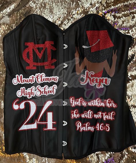 CUSTOM #mountclemens CORSET ! 🎓 Done by @jaicreativecollection 🎀 —————————— DM or TEXT (313)318-0114 to place an order📲 ✨ —————————— ALL customizations available in all colors & sizes! 🔥 —————————— #senior2024 #mountclemenshighschool #seniorszn #classof2025 #jaicreativecollection🎀 #seniorsets #detroitsmallbusiness #customcorset #customsenioroutfit #customseniorcorset Senior Things, Mount Clemens, Custom Corsets, Black Kids Fashion, Senior Stuff, Grad Photoshoot, Senior Picture Outfits, Business Products, Place An Order