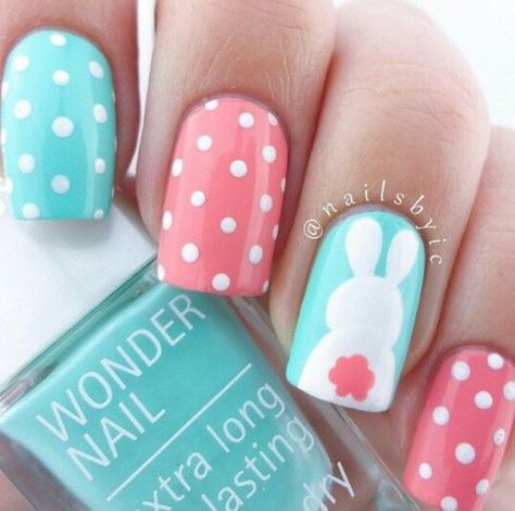 www.prettydesigns.com 25-bunny-nail-designs-spring-mani Wonder Nails, Easter Nail Art Designs, Bunny Nails, Easter Nail Designs, Easter Nail Art, Nail Swag, Spring Nail Art, Easter Nails, Pink Nail