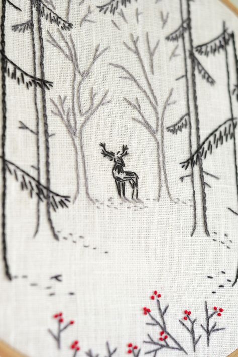 Embroidery Forest, Woodland Embroidery, Brazilian Embroidery Stitches, Hardanger Embroidery, Embroidery Transfers, Embroidery Patterns Vintage, Learn Embroidery, Brazilian Embroidery, Hand Embroidery Pattern