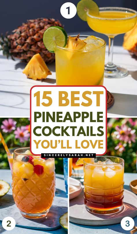 🍍 Ready to shake things up? Our "10 Best Pineapple Cocktails" are the perfect blend of sweet and tangy, making them the ultimate tropical treat 🍸. Whether you're planning a summer party or just want to enjoy a refreshing drink, these cocktails are guaranteed to impress. With easy-to-follow recipes, you'll be sipping on a little taste of paradise in no time. Discover the "10 Best Pineapple Cocktails" now! Easy Fun Alcoholic Drinks, Rum Pineapple Cocktail, Pineapple Old Fashioned Cocktail, Mixed Drinks With Pineapple Juice, Cocktail With Pineapple Juice, Pineapple Cocktail Drinks, Cocktail With Pineapple, Pineapple Drinks Alcohol, Pineapple Vodka Cocktails