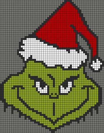 Alpha pattern #58479 | BraceletBook Cross Stitch Grinch Patterns, Grinch Knitting Pattern, Grinch Cross Stitch Pattern Free, Grinch Crochet Blanket, Grinch Pixel Art, Disney Alpha Patterns, C2c Chart, Grinch Crochet, Grinch Pattern