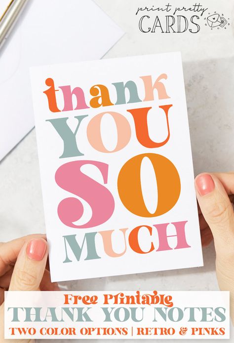 Free Retro Thank You Card Printables in Two Color Schemes Thank You Card Examples, Greeting Cards For Teachers, Printable Thank You Notes, Thank You Template, Thank You Printable, Teacher Appreciation Printables, Appreciation Printable, Teacher Appreciation Cards, Teacher Thank You Cards