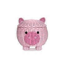 Storage Basket With Lid, Cute Piggy, Seagrass Storage Baskets, Storage Baskets With Lids, Pink Basket, Rattan Storage, Pig Decor, Basket With Lid, Shelf Organizer