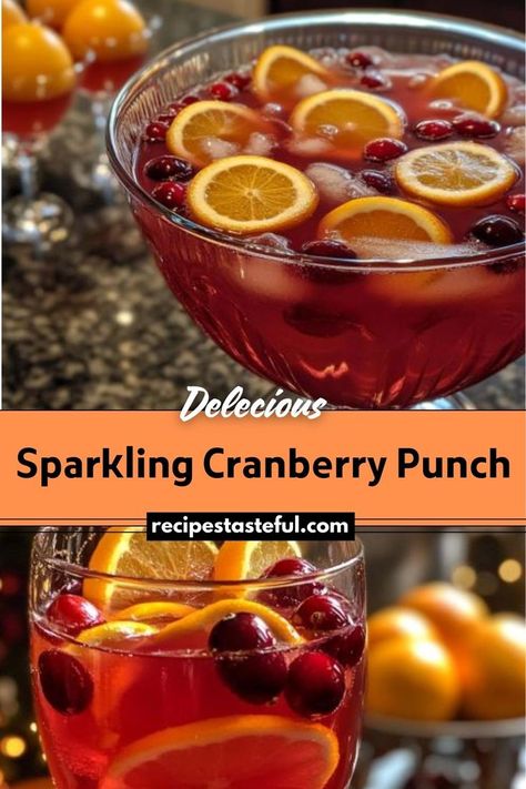 Sparkling Cranberry Punch is a refreshing, festive beverage that combines the tartness of cranberry juice with the sweetness of orange juice and the effervescence of sparkling water. Ideal for holiday gatherings or any celebration, this punch is easy to prepare and can be customized with garnishes and optional decorations. Cranberry Sparkling Punch, Prosecco And Cranberry Juice, Cranberry Lime Punch, Fall Cranberry Punch, Spiced Cranberry Punch, Holiday Cranberry Punch, Cranberry Party Punch, Cranberry Orange Punch Non Alcoholic, Cranberry Rum Punch