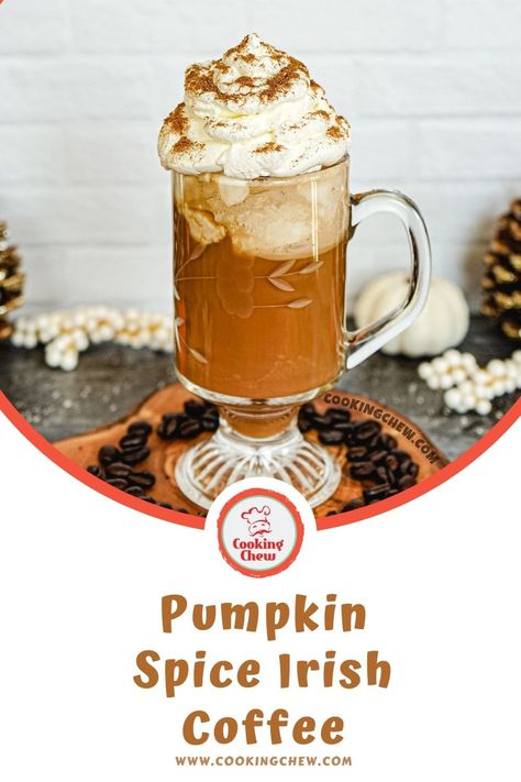 This delicious recipe brings together your favorite coffee, Irish cream, and your homemade pumpkin spice mix and whipped cream to create your own treat. #IrishCoffee #FunDrinks #Recipe Homemade Pumpkin Spice Mix, Irish Coffee Recipe, Pumpkin Spice Cream, Homemade Pumpkin Spice, Irish Cream Liqueur, Fall Cooking, Pumpkin Spice Coffee, Spiced Coffee, Spice Mix