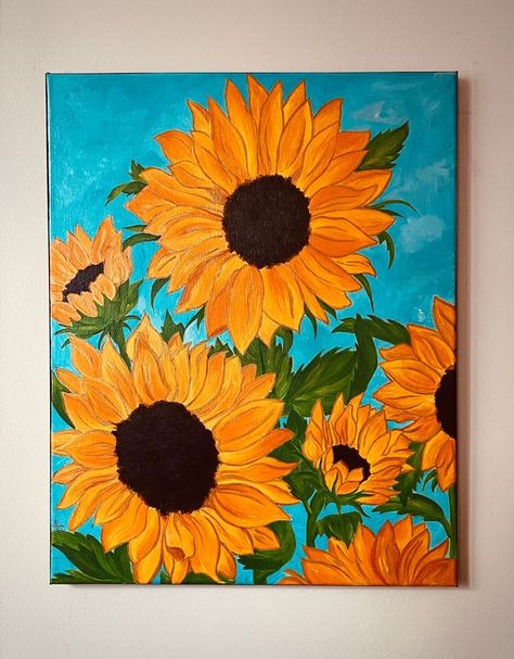 Etsy Paintings On Canvas, Lukisan Flora Dan Fauna, Sunflower Painting Acrylic, Sunflowers Painting, Painting Yellow, Acrylic Painting Flowers, Simple Canvas Paintings, Cute Canvas Paintings, Easy Canvas Art