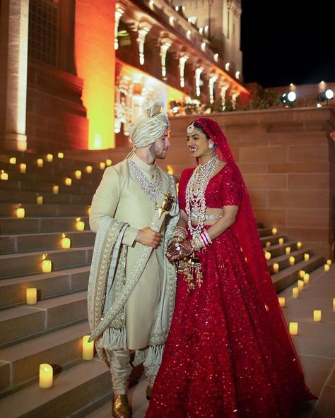 Priyanka Chopra Wedding, Chubby Style, Christian Bride, Rajputi Dress, Traditional Gowns, Couple Wedding Dress, Stylish Wedding Dresses, Indian Bridal Dress