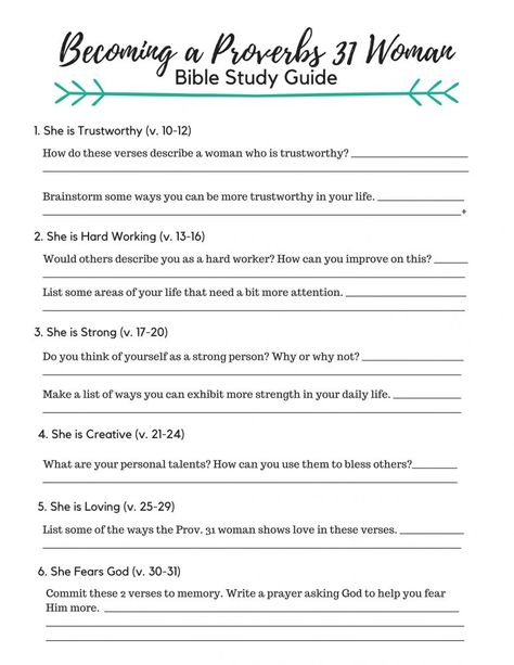 Proverbs 31 Woman free printable bible study Girl Bible Study, Bible Study Activities, Printable Bible Study, Bible Study Worksheet, Bible Worksheets, Study Topics, Bible Study Topics, Bible Study Printables, Free Bible Study