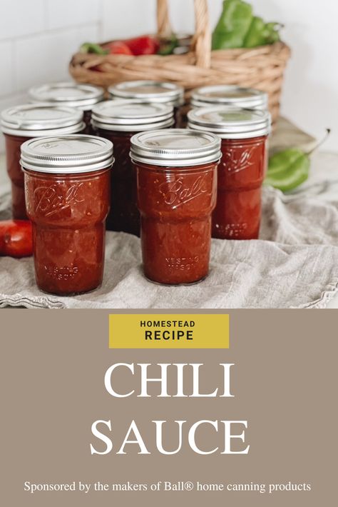 Chili sauce recipe from the makers of Ball® home canning products. With fresh Anaheim chilis and chili powder tamed by the sweetness of brown sugar, you've got a real winner on your hands. Chili Sauce Canning Recipes, Canned Chili Sauce Recipe, Canning Chili Sauce, Chili Base Recipe Canning, Chili Starter Canning Recipe, Recipe Jars, Chili Sauce Recipe Canning, Canning Chili, Chili Starter