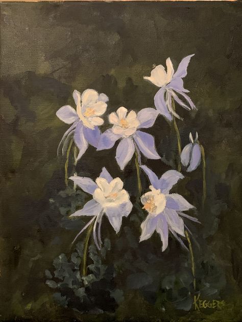 Colorado Columbine, Columbine Flower, December 24th, Original Oil Painting, Flower Painting, Favorite Things, Art Ideas, Tattoo Ideas, Colorado