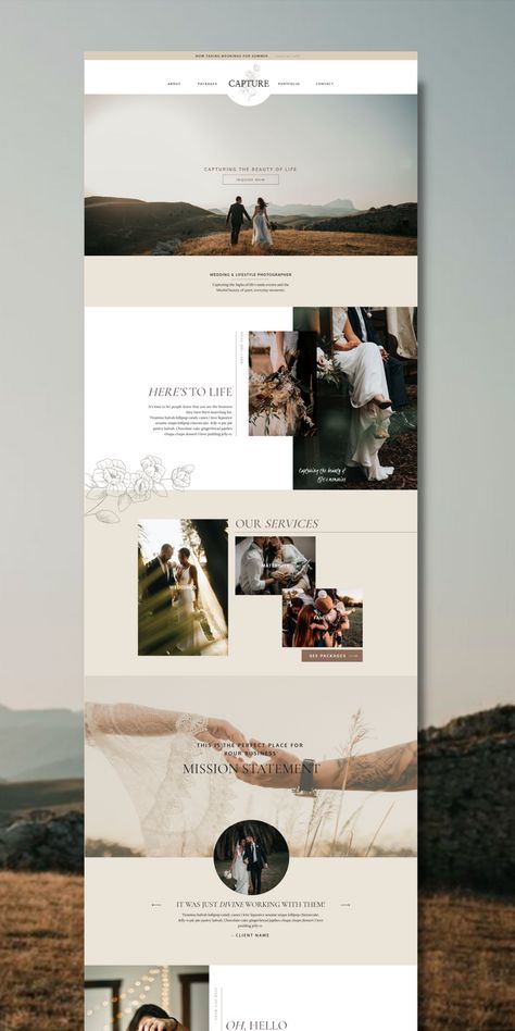 Are you looking for a professional web design or landing page? Mise En Page Web, Photographer Website Design, Feminine Website Design, Wedding Web, Website Design Inspiration Layout, Wedding Website Design, Photography Website Design, Wedding Photography Website, Best Website Design