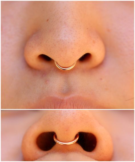 I just don't get the septum piercing. I've literally never seen it look attractive Nose Piercing Tips, Piercings Nez, Bijoux Piercing Septum, Orr Piercing, Piercing Bouche, Double Nose Piercing, Cute Nose Piercings, Septum Piercing Jewelry, Nose Septum