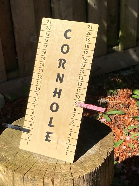 Wooden Cornhole Tabletop Scoreboard Customize With Your Logo or Text - Etsy Diy Cornhole Boards Designs, Cornhole Tournament Ideas, Cornhole Scoreboard Diy, Boho Yard, Cornhole Rules, Cornhole Scoreboard, Outdoor Yard Games, Diy Cornhole Boards, Cornhole Tournament