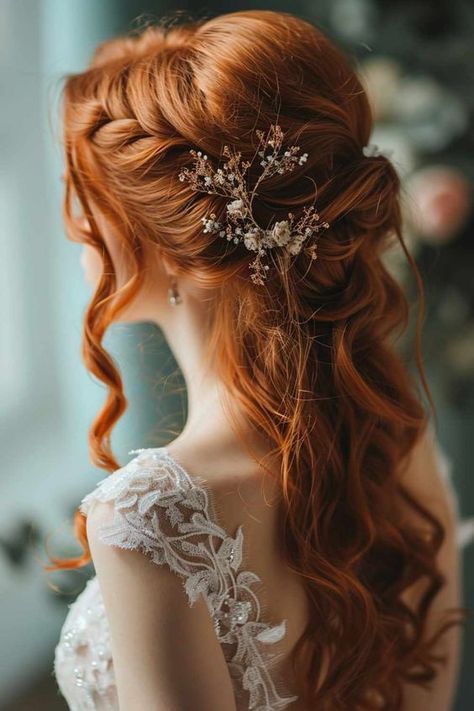 #BEAUTY, #RELATIONSHIPS #Fashion #Animals #Outfits #Winter Outfits #Animals Red Hair Bride Hairstyles, Long Red Hair Wedding Hairstyles, Red Bridal Hair Hairstyles, Long Red Hair Wedding, Red Hair Bridal Hairstyles, Half Up Half Down Wedding Hair Red, Winter Bride Hairstyles, Wedding Hairstyles Red Hair, Red Hair Wedding Hairstyles