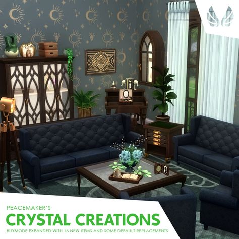 Crystal Creations - Buymode Expanded | Patreon Maxis Match Dress, Sims 4 Witch Cc, Sims 4 Witch House, Clutter Decor, Witchy House, Sims Builds, Sims 4 Clutter, Sims 4 Mm Cc, Sims 4 Expansions