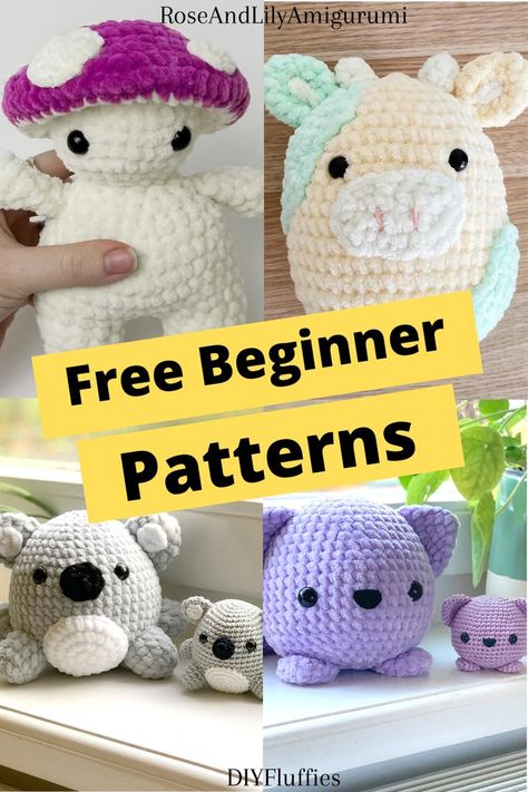 10 Free Beginner Amigurumi Crochet Patterns Amigurumi Patterns, How To Make Crochet Animals Easy, Crochet Arigumi Free Pattern Beginner, Learning Crochet Beginner, Yarn For Amigurumi, Crocheting Patterns For Beginners, How To Crochet A Plushie For Beginners, Crochet Stuffed Animals Free Patterns Beginner Diy, Free Crochet Plushie Patterns For Beginners