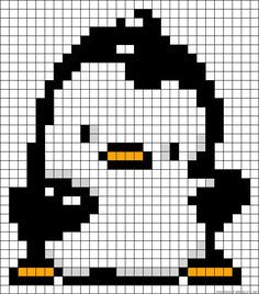 Pinguino Penguin Pixel Art, Penguin Quilt, Perler Beads Ideas, Couture Bb, Modele Pixel Art, Broderie Simple, Penguin Pattern, Pixel Crochet, Hama Perler