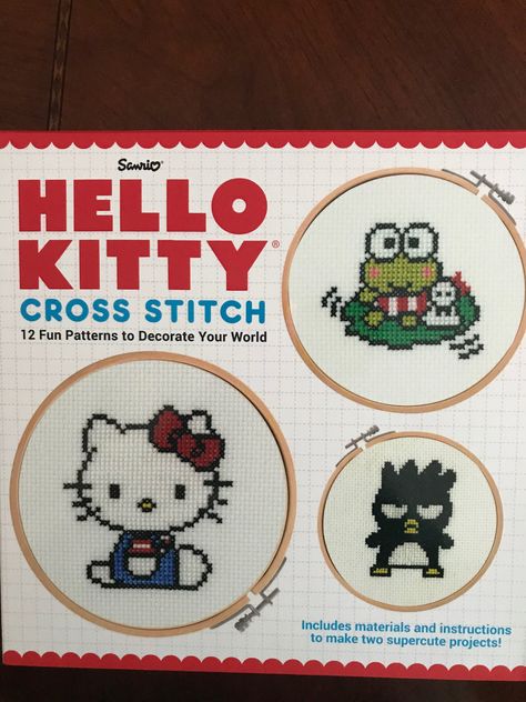 Sanrio Cross Stitch, Hello Kitty And Stitch, Hello Kitty Cross Stitch, Kitty Cross Stitch, Stitch Coloring Pages, Stitch Drawing, Cross Stitch Books, Pola Kristik, Stitch Book