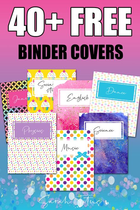 Students LOVE these free printable, topical covers and dividers. They are super cute and colorful and add pizazz to any binder from 1st grade to college! Perfect templates to motivate your star pupil! #school #topics #math #biology Cute Binder Covers Printables Free, Free Binder Cover Printables Editable, Free Binder Covers, Math Binder Cover, Binder Covers Free, Cute Binder Covers, Student Binder Covers, Math Binder, School Binder Covers