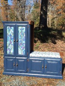 upcycled entertainment center becomes a great entryway bench, entertainment rec rooms, home decor, painted furniture, repurposing upcycling, rustic furniture Bench Foyer, Craft Storage Diy, Ikea Shelving Unit, Furniture Repurposing, Old Entertainment Centers, Creating An Entryway, Making A Bench, Entertainment Center Repurpose, Entertainment Center Decor