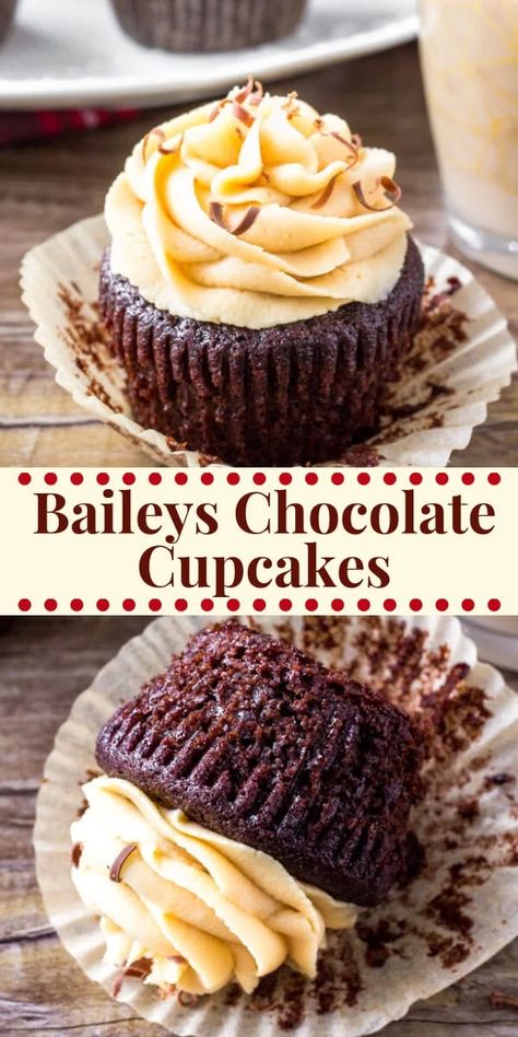 Baileys Cupcakes, Irish Cream Frosting, Frost Cupcakes, Moist Chocolate Cupcakes, Boozy Cupcakes, Jul Mad, Resepi Biskut, Chocolate Cupcakes Moist, Resipi Kek