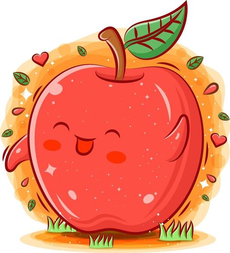 Apple Character, Cartoon Apple, Wedding Embroidery Hoop, Apple Illustration, Fruits Drawing, Character Vector, Preschool Art Activities, Creative Stationery, Cartoon Sketches