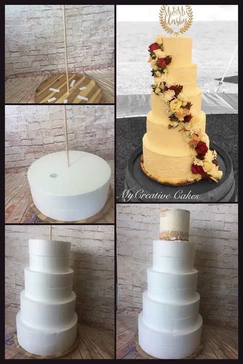 My dummy wedding cake 🍰 Styrofoam Wedding Cake Diy, Dummy Wedding Cakes, Dummy Wedding Cake Diy, Foam Cake Decoration, Dummy Cake Wedding, Styrofoam Wedding Cake, Dummy Cake Designs, Fake Wedding Cake Ideas, Diy Fake Wedding Cake