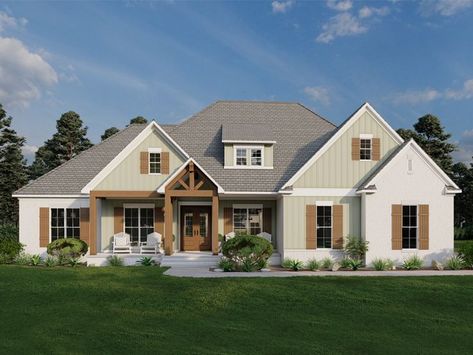 3 Bedroom Home Floor Plans With Bonus Room, Split Floor Plans Open Concept 4 Bedroom, Best Floor Plans Open Concept, 4 Bedroom House Plans 1 Story, 4 Bedroom House Plans Open Floor, Beam Accents, Modern Farmhouse Open Concept, Garage Outdoor, Wooden Beam