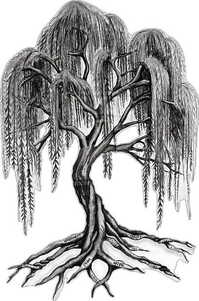 Tattoo Tree Roots, Tree Tattoo Side, Weeping Willow Tattoo, Willow Tree Art, Hirsch Tattoo, Roots Tattoo, Willow Tree Tattoos, Tattoo Tree, Super Tattoo