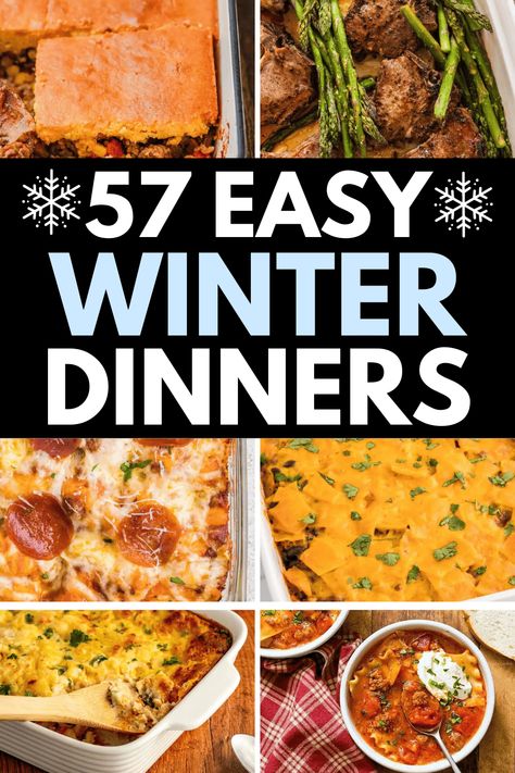 Easy dinner recipes for winter! Cold weather easy winter recipes dinner, quick and easy winter dinner recipes families, quick winter meals easy dinners, winter family dinner ideas, dinner recipes for family winter, sunday dinner ideas winter, easy winter dinner recipes healthy, quick easy winter dinner ideas, easy winter crockpot meals dinners, hearty winter meals cold weather, easy dinner winter recipes, winter food ideas dinner, cozy winter meals easy recipes, winter supper ideas easy dinners. Crockpot Cold Weather Recipes, Winter Dinners Family, Dinner For Winter Nights, Best Winter Meals Dinners, Winter Dinner Ideas For Two, Quick Dinner For Cold Weather, Winter Time Meals, Cool Weather Meals Dinners, Winter Weather Recipes